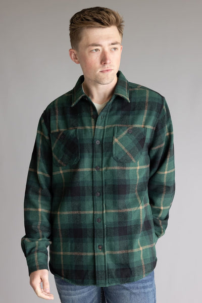 Weatherproof Vintage Faux Wool Unlined Shirt for Men in Green
