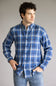 Weatherproof Vintage Burnout Flannel Shirt for Men in Strong Blue
