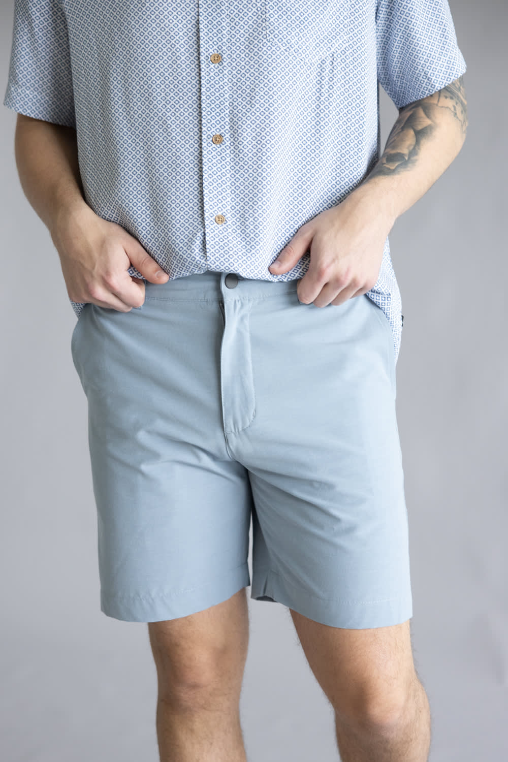 princess polly baby blue dress Men's Sky Blue Flat Front Cotton Tailored Shorts main image 1