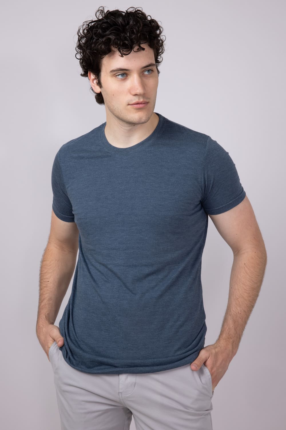 Basic Crewneck T-Shirt for Men in Indigo Blue at Glik's , L