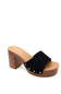 Soda Lemon Platform Block Heels for Women in Black