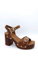 Soda Yuzu Platform Block Heels for Women in Brown