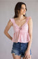 Gingham Front Tie Peplum Top for Women in Red
