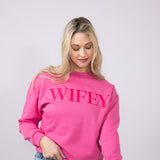1897 Active Embroidered Wifey Sweatshirt for Women in Pink