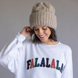1897 Active Falalala Patch Embroidered Fleece Sweatshirt for Women in Ice Grey