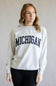1897 Active Michigan Patch Embroidered Mock Neck Pullover for Women in Ice Grey/Navy