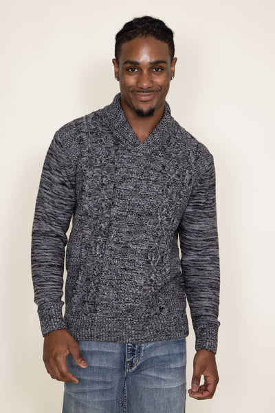1897 Original 1/4 Shawl Cable Neck Sweater for Men in Black