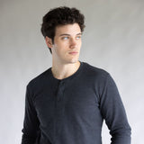 1897 Original Solid Henley Thermal Long Sleeve Shirt for Men in Charcoal