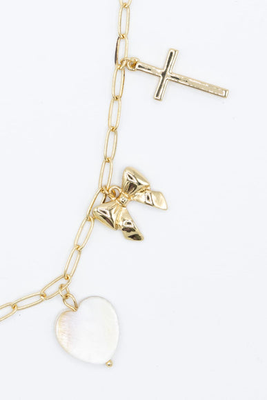 7 Charm Necklace in Gold