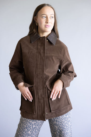 Aaron & Amber Suede Barn Jacket for Women in Brown