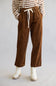 Allie Rose Drawstring Corduroy Barrel Pants for Women in Brown
