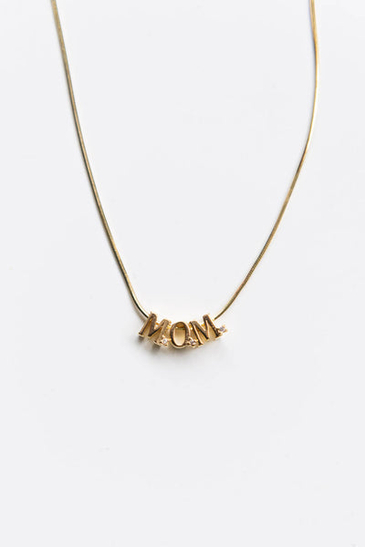 Gold Mom Pendant Necklace