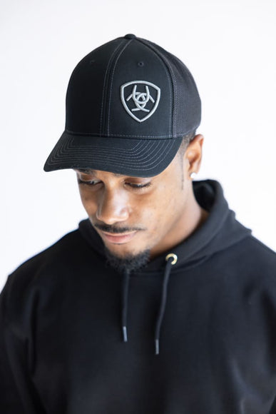 Ariat Offset Trucker Hat in Black