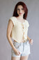 Crotchet Tie Front Knit Top for Women in Cream