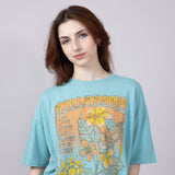 Billabong Daylight Blooms Oversized Graphic T-Shirt for Women in Blue