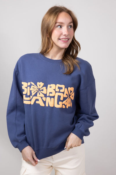 Billabong Tiki Vibe Kendall Sweatshirt for Women in Blue Surf