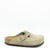 Birkenstock Boston Soft Footbed Suede Leather Clogs for Women in Taupe