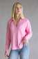 Blu Pepper Ribbed Knit Johnny Collar Top for Women in Light Pink | B3FT1012GL-LIGHTPINK