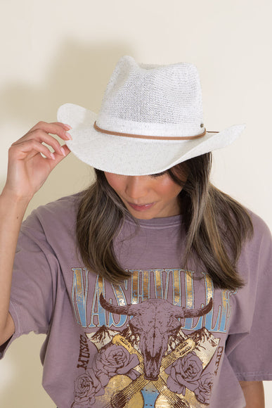 C.C. Sequin Cowgirl Hat for Women in White