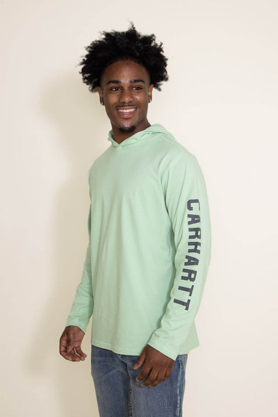 Carhartt Force Midweight Logo Graphic Hooded T-Shirt for Men in Green