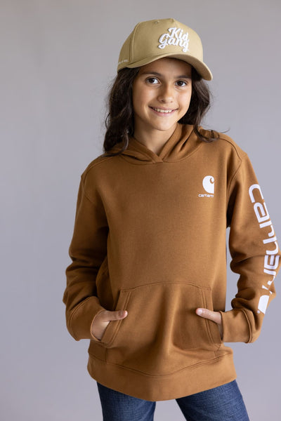 Carhartt Youth Classic Pullover Hoodie for Girls in Brown