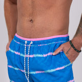Chubbies Embossed Classic Swim Trunks 5.5” Shorts for Men in Blue Stripe