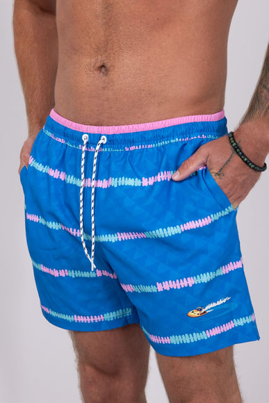 Chubbies Embossed Classic Swim Trunks 5.5” Shorts for Men in Blue Stripe