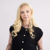 Elan Cap Sleeve Cardigan for Women in Black