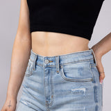 Eunina Lulu Super High Rise Cut Off Denim Shorts for Women