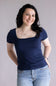 Final Touch Double Layer Knit T-Shirt for Women in Navy