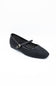 Image of a singular woven flat with a strap across the ankle