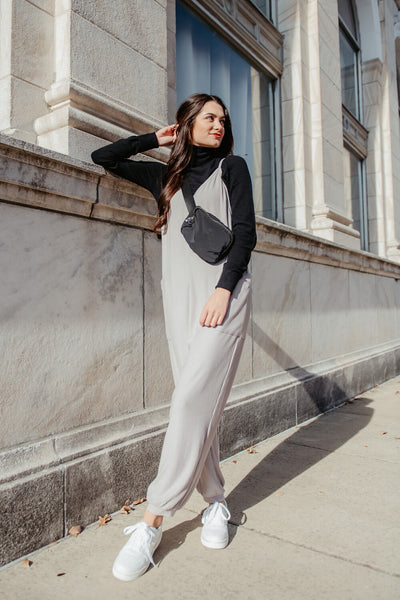Illa Illa Ribbed Knit Onesie Jumpsuit for Women in Grey
