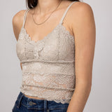Lace V-Neck Bralette for Women in Beige