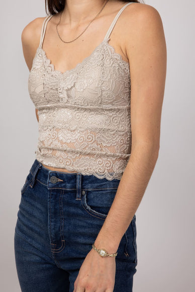 Lace V-Neck Bralette for Women in Beige