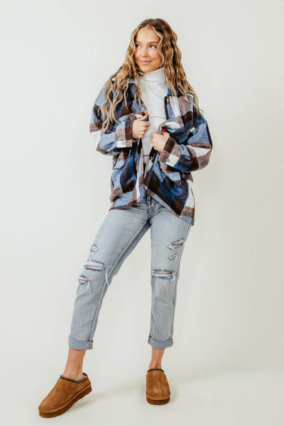 Hyfve Plaid Shacket for Women in Blue