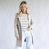 Love Tree One Button Long Coat for Women in Oatmeal