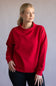 Mock Neck Oversized Fleece Pullover for Women in Red