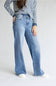 Flying Monkey Mid Rise Distressed Waistband Twisted Wide Leg Jeans for Women | F9197