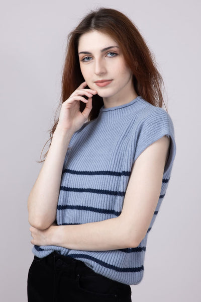 Mimosa Sleeveless Stripe Sweater Vest for Women in Blue