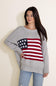 Miracle Clothing Knit American Flag Sweater for Women in Grey