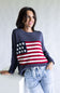 Miracle Knit American Flag Sweater for Women in Navy