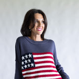 Miracle Knit American Flag Sweater for Women in Navy