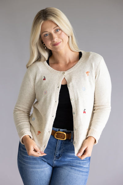 Miracle Embroidered Details Cardigan for Women in Cream