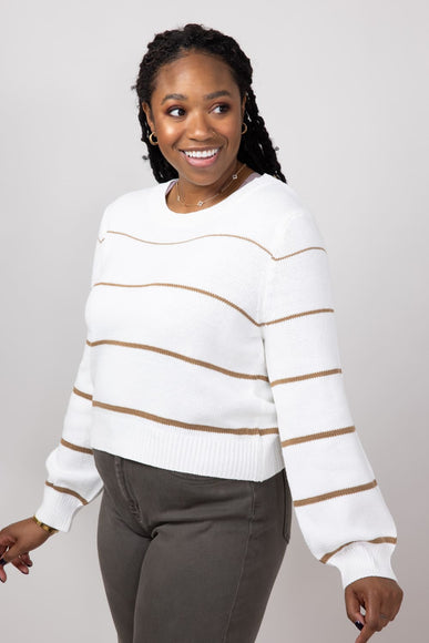 Miracle Striped Sweater for Women in White Caramel
