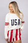 Miracle USA Tripe Sleeve Sweater for Women in Cream