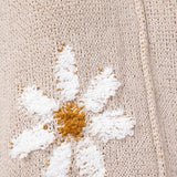 Miracle V Neck White Floral Sweater for Women in Taupe