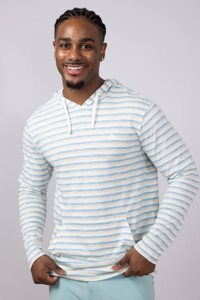 Quiksilver Stripe Slub Hoodie for Men in Light Blue