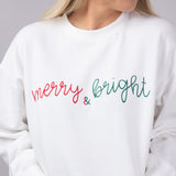 1897 Active Merry and Bright Fleece Embroidered Fleece Sweatshirt for Women in White