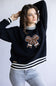 Simply Southern Harper Football Bow Sweater for Women in Black