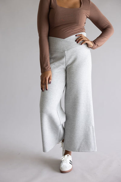 Simply Southern Wide Leg Lounge Pants for Women in Heather Grey